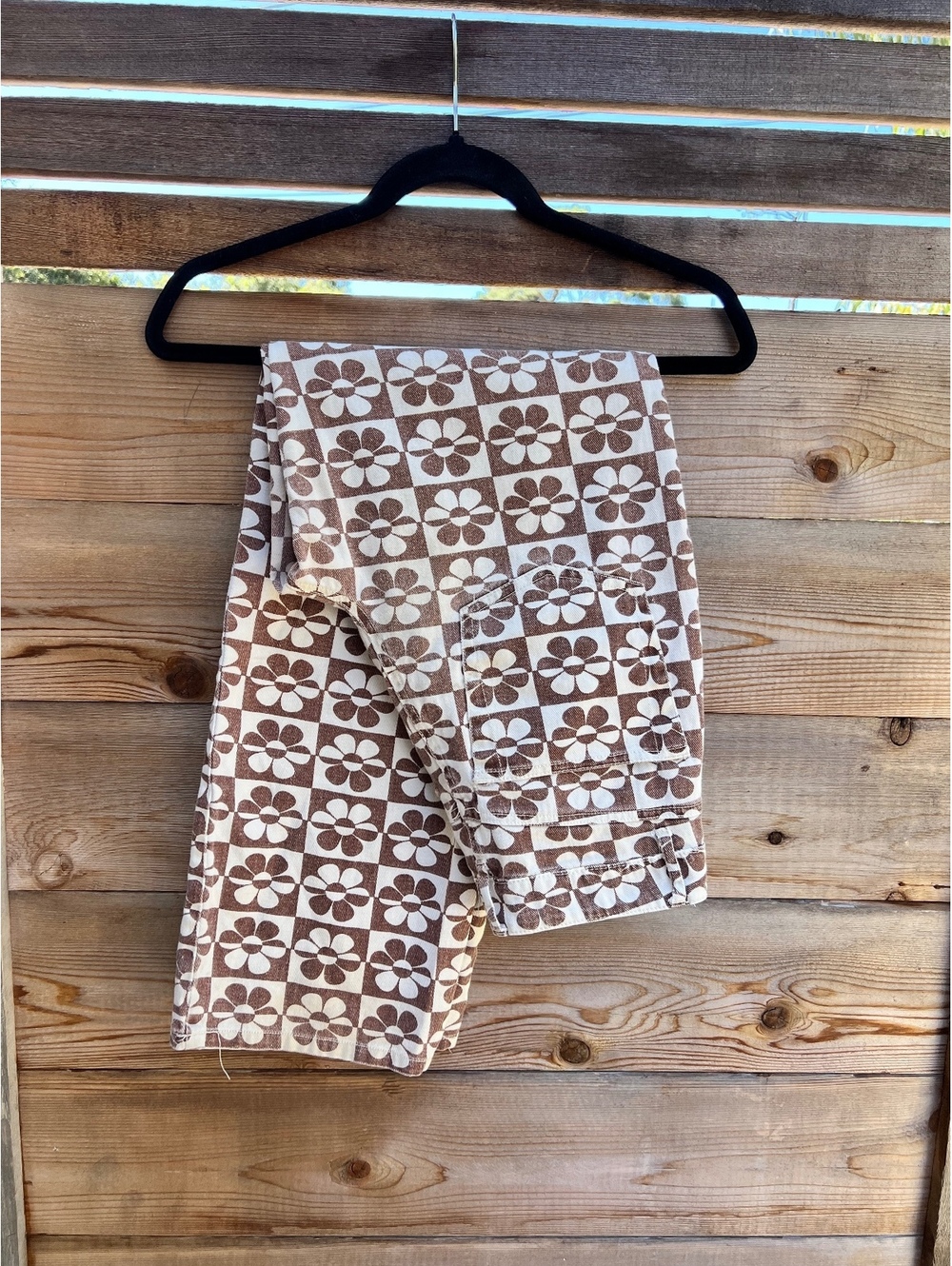 Forever 21 Women's Brown and White Floral Checkered Skinny Jeans Size 26